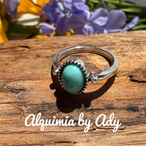 Turquoise silver minimalist ring - Picture 1 of 2